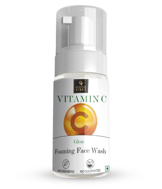 Vitamin C foaming face wash bottle on a white background