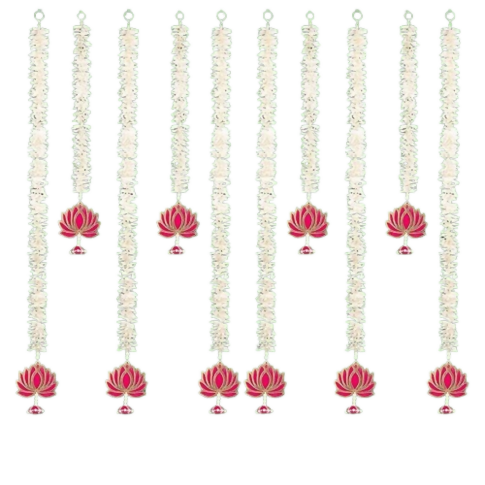 Pooja Room Decoration Item-Mandir Decoration Item, Set of 5 Long Length Off-White Flower