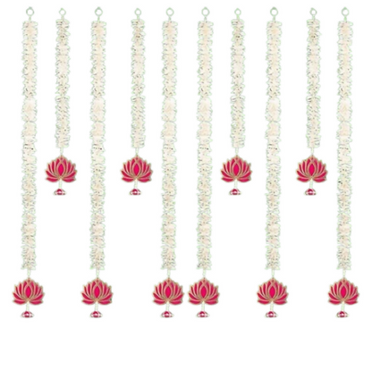 Pooja Room Decoration Item-Mandir Decoration Item, Set of 5 Long Length Off-White Flower