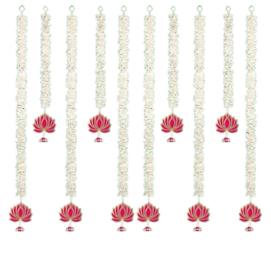 Pooja Room Decoration Item-Mandir Decoration Item, Set of 5 Long Length Off-White Flower