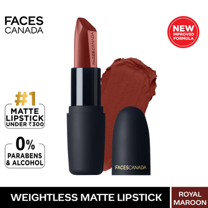 Faces Canada Weightless Matte Finish Lipstick - Royal Maroon 16