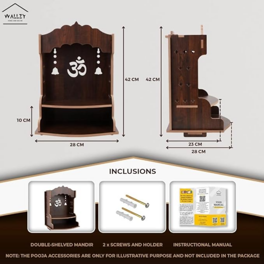Wallzy Pooja Wooden Mandir for Home Wall Mounted