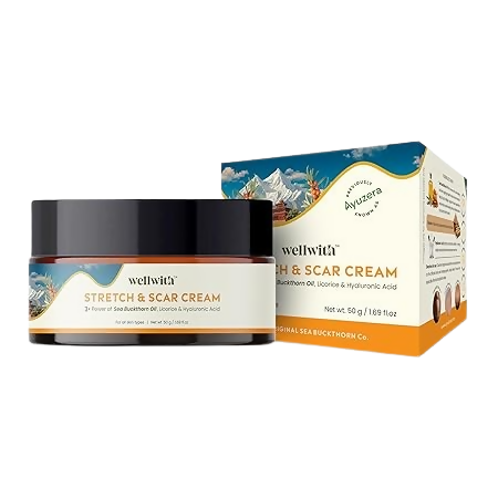 Wellwith Stretch & Scar Cream with Seabuckthorn Oil, Licorice & Hyaluronic Acid