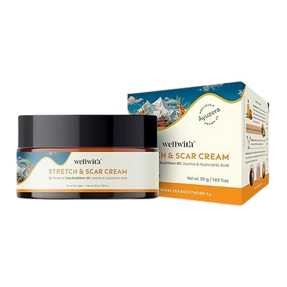 Wellwith Stretch & Scar Cream with Seabuckthorn Oil, Licorice & Hyaluronic Acid