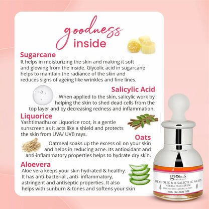 Globus Naturals Glycolic & 1% Salicylic Acid Anti Acne Face Serum