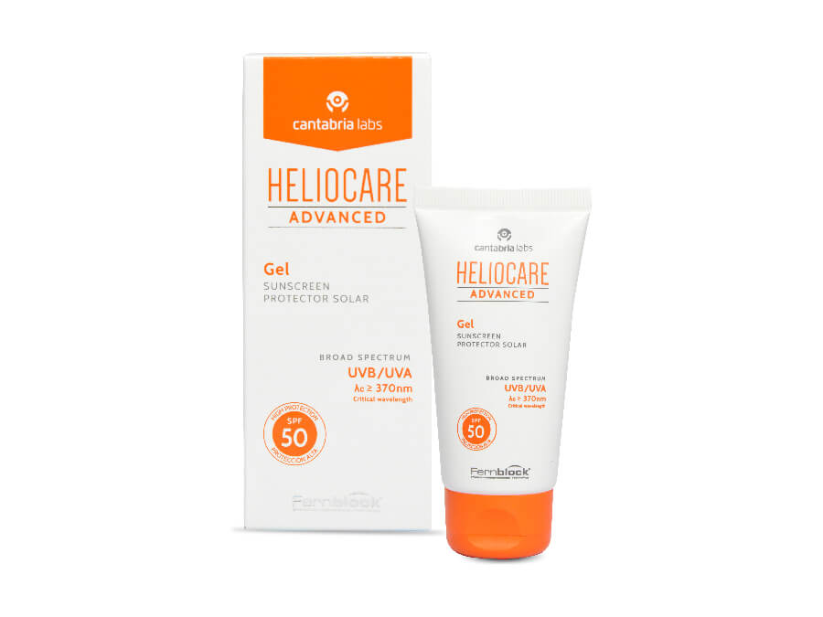 Heliocare Advanced sunscreen gel packaging on a white background