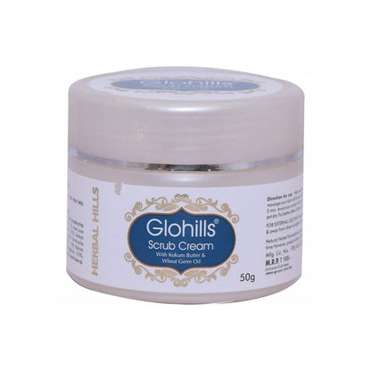 Glohills Scrub Cream jar with label on a white background