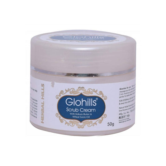 Glohills Scrub Cream jar with label on a white background