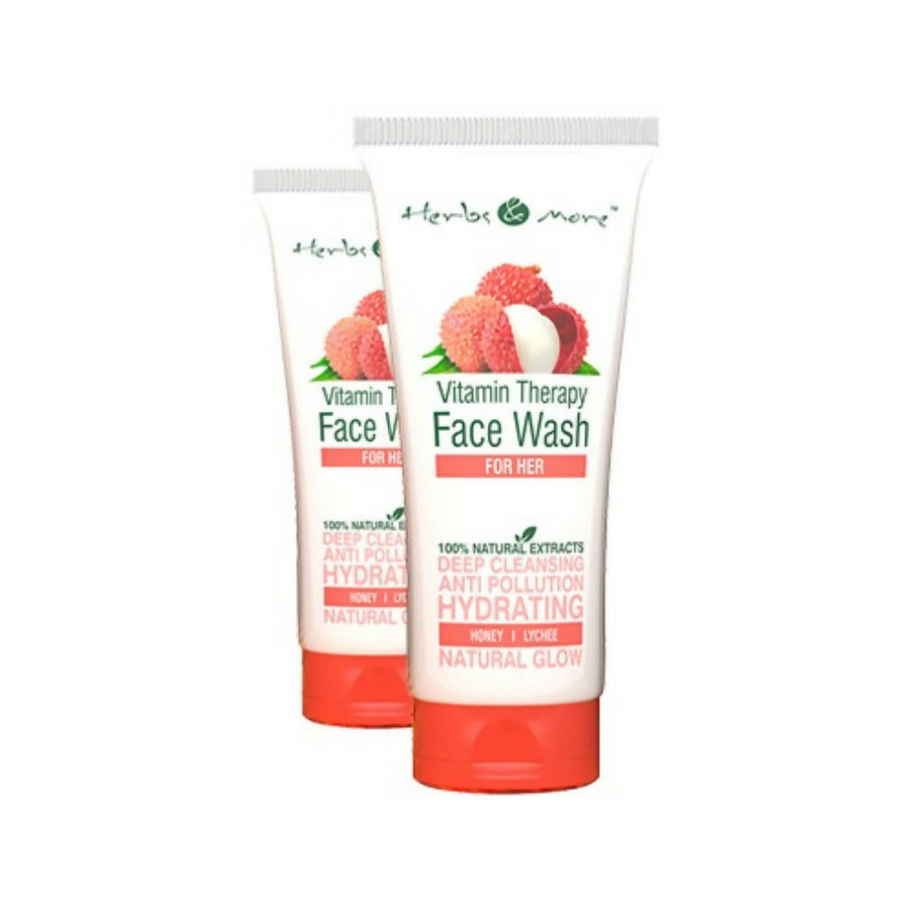 Two tubes of 'Vitamin Therapy Face Wash' on a white background