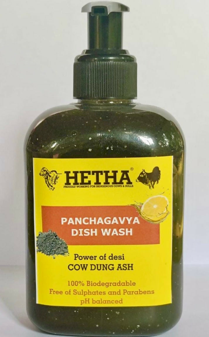 Hetha Panchagavya Dish Wash bottle with a pump on a white background