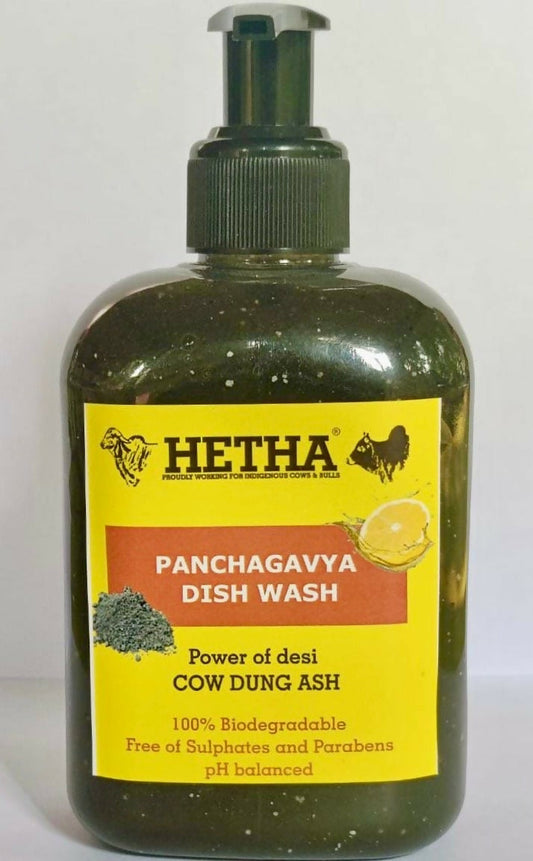 Hetha Panchagavya Dish Wash bottle with a pump on a white background