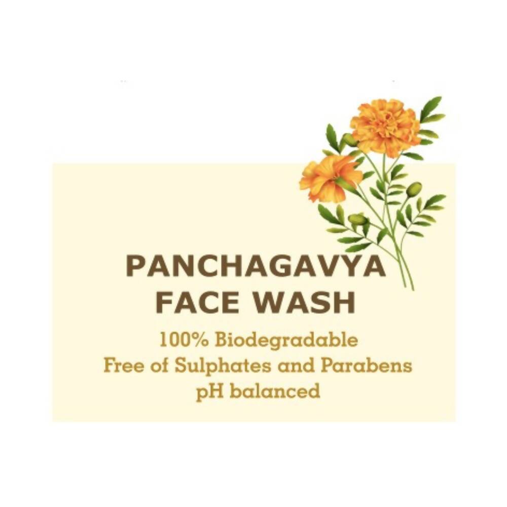 Panchagavya Face Wash packaging with floral design on a white background