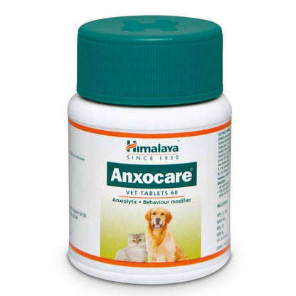 Bottle of Himalaya Anxocare Vet Tablets 60 on a white background
