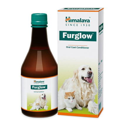 Himalaya Furglow oral coat conditioner bottle and packaging on a white background