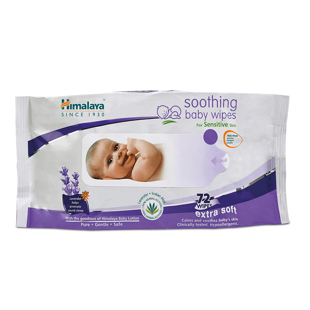 Himalaya soothing baby wipes packaging on a white background
