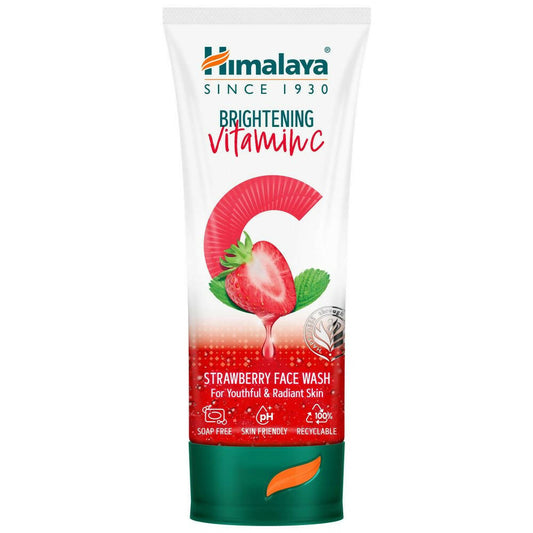 Himalaya Strawberry Face Wash packaging with strawberry illustration on a white background
