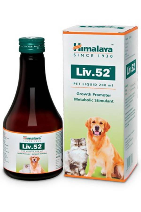 Himalaya Liv.52 pet liquid bottle and packaging on a white background
