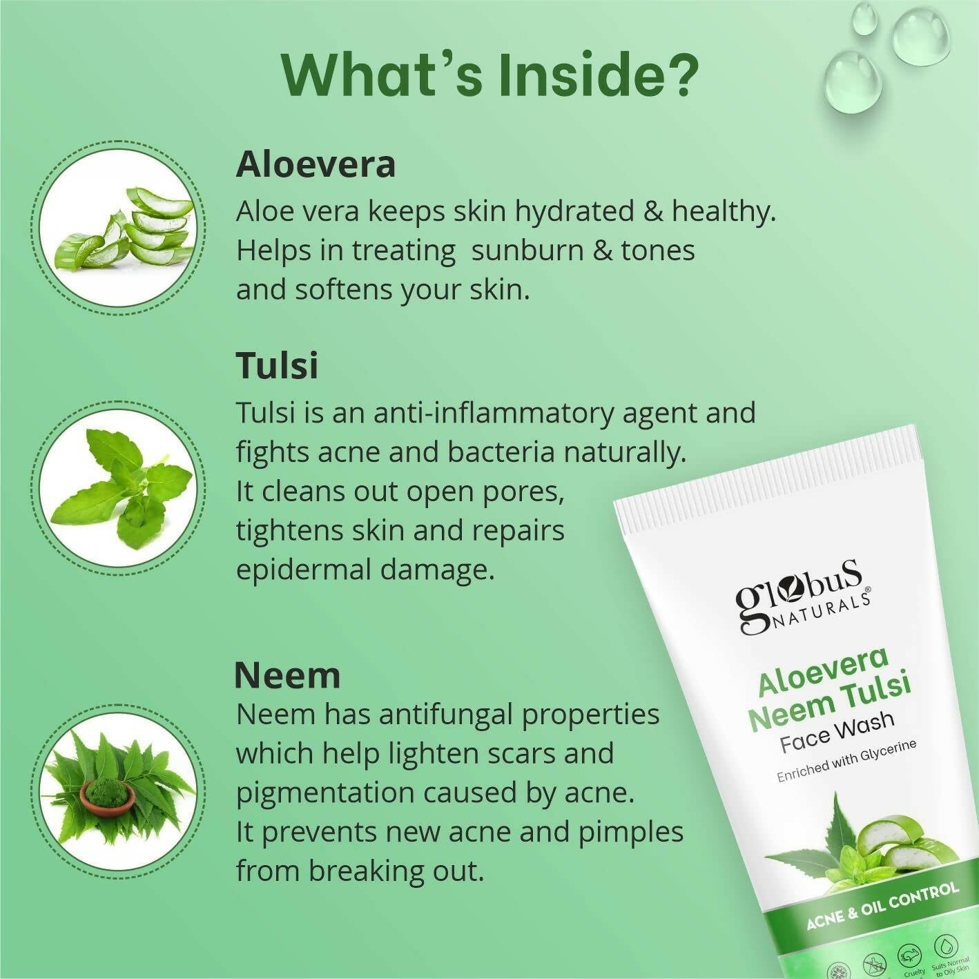 Globus Naturals Aloe Vera Neem Tulsi Face Wash