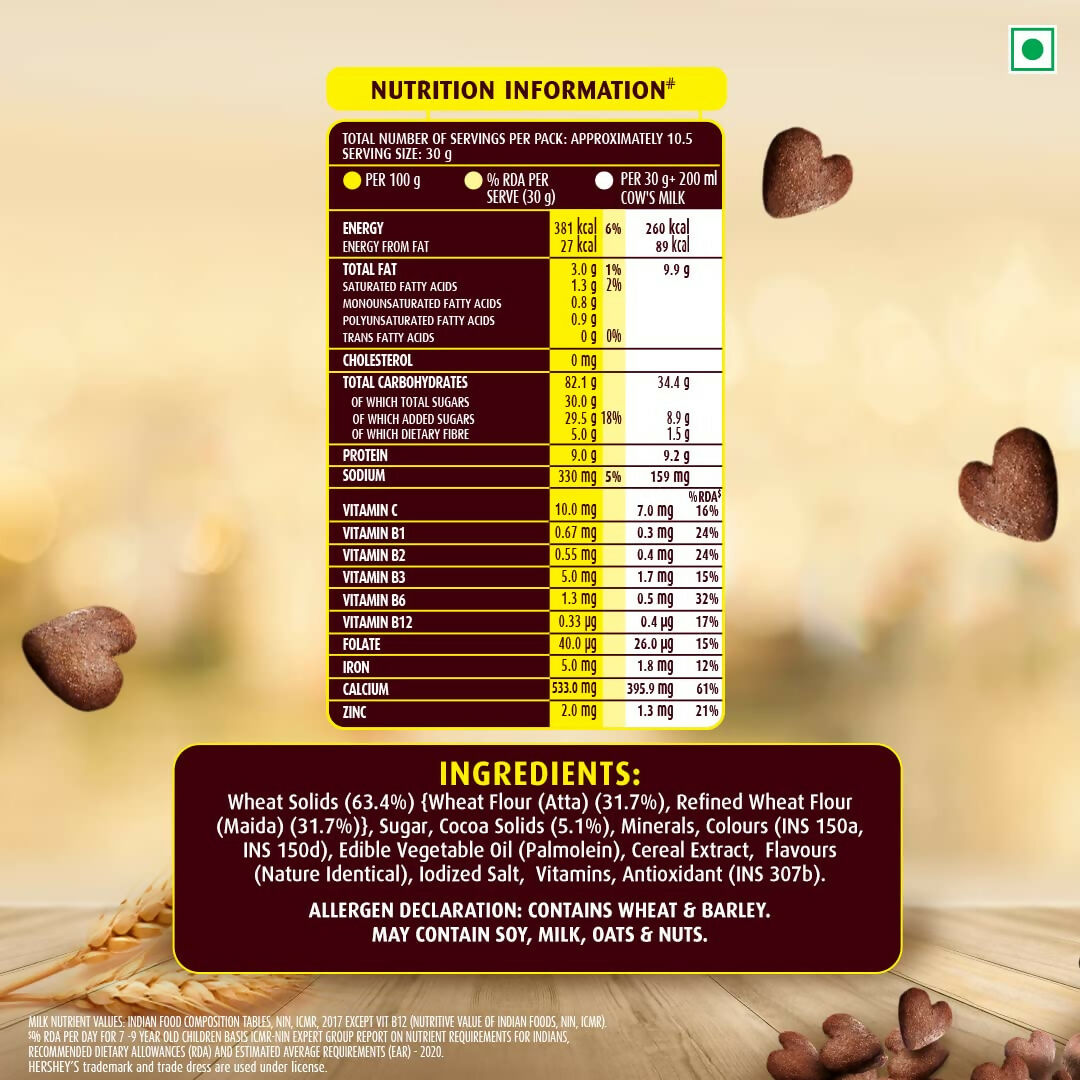 Kellogg’s HERSHEY’S Chocos with Power of 5+, Chocolatey Breakfast Cereal for Kids