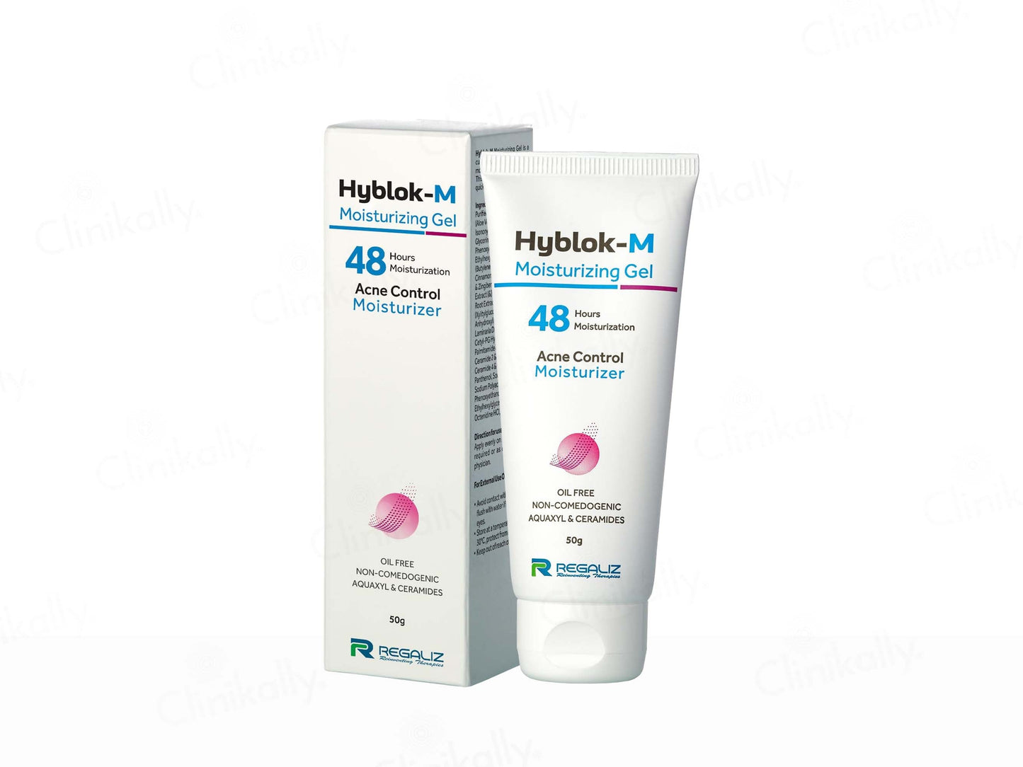 Hybloc-M Acne Control Moisturizer tube and packaging on a white background