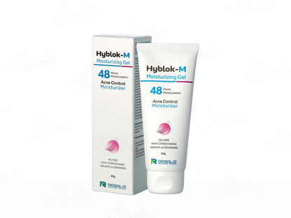 Hybloc-M Acne Control Moisturizer tube and packaging on a white background