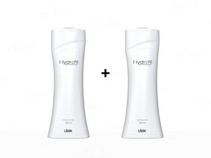 Two Hydrofil Ubik bottles on a white background