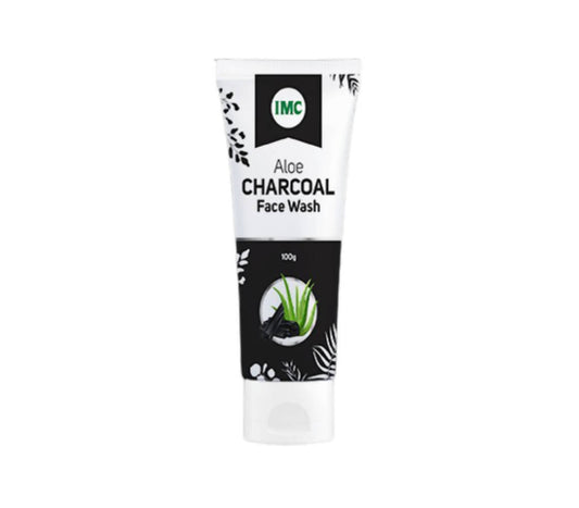Tube of IMC Aloe Charcoal Face Wash on a white background