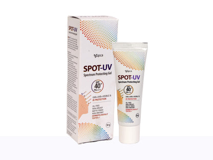SPOT-UV spectrum protecting gel packaging on a white background