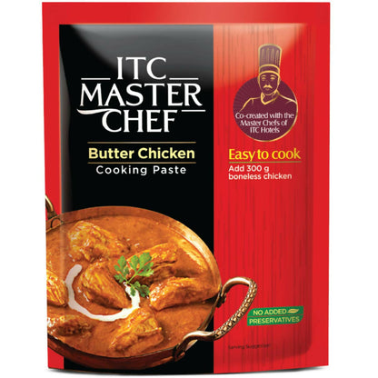 ITC Master Chef Butter Chicken cooking paste packaging on a white background