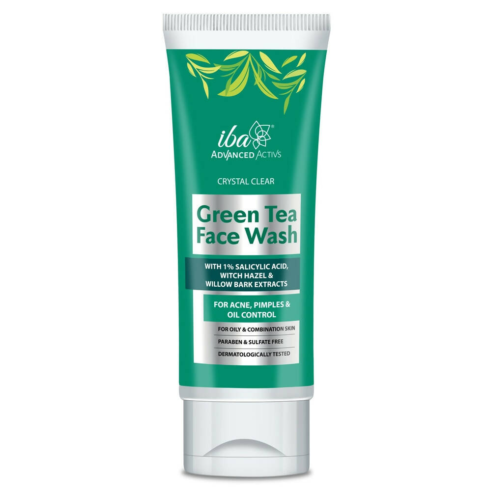 Tube of Green Tea Face Wash with Iba logo on a white background