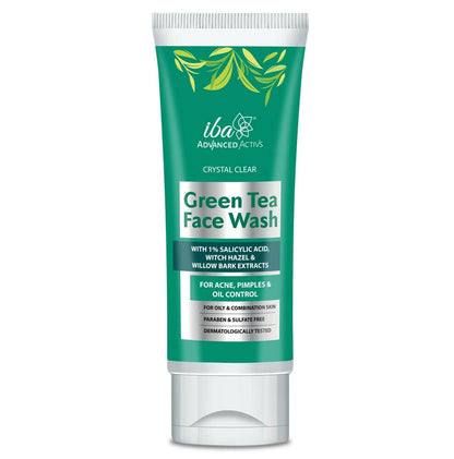 Tube of Green Tea Face Wash with Iba logo on a white background