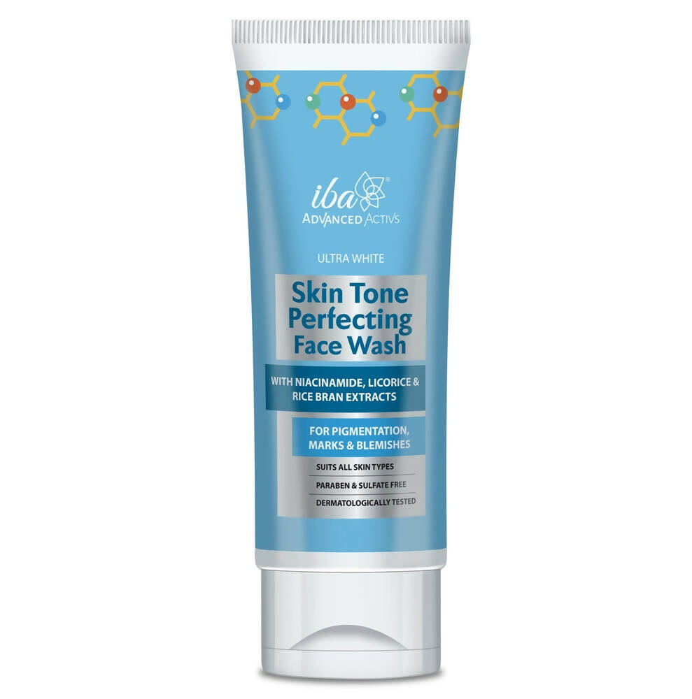 Tube of Iba Advanced Actives Skin Tone Perfecting Face Wash on a white background