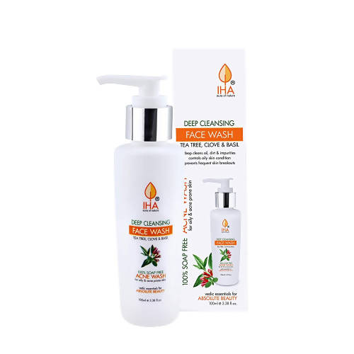 IHA Deep Cleansing Face Wash with pump on a white background