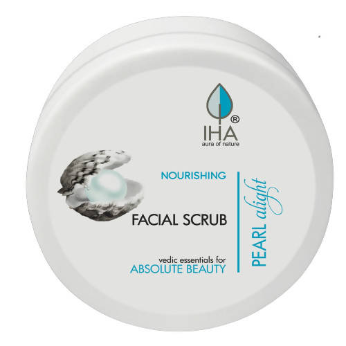 IHA Pearl Alight Facial Scrub container on a white background