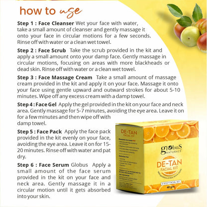 Globus Naturals De-Tan 6 Step Facial Kit