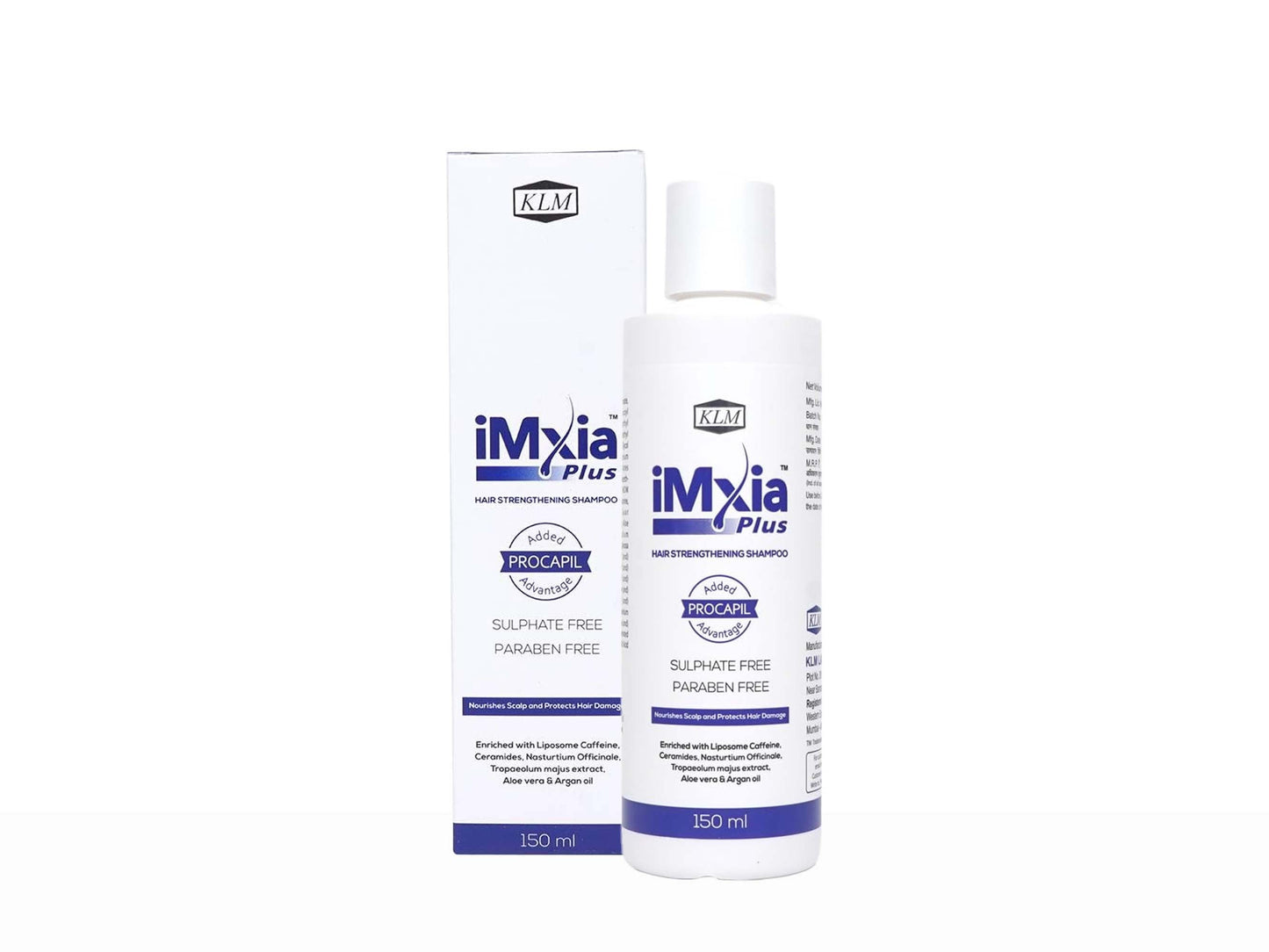 iMxia Plus shampoo bottle and box on a white background