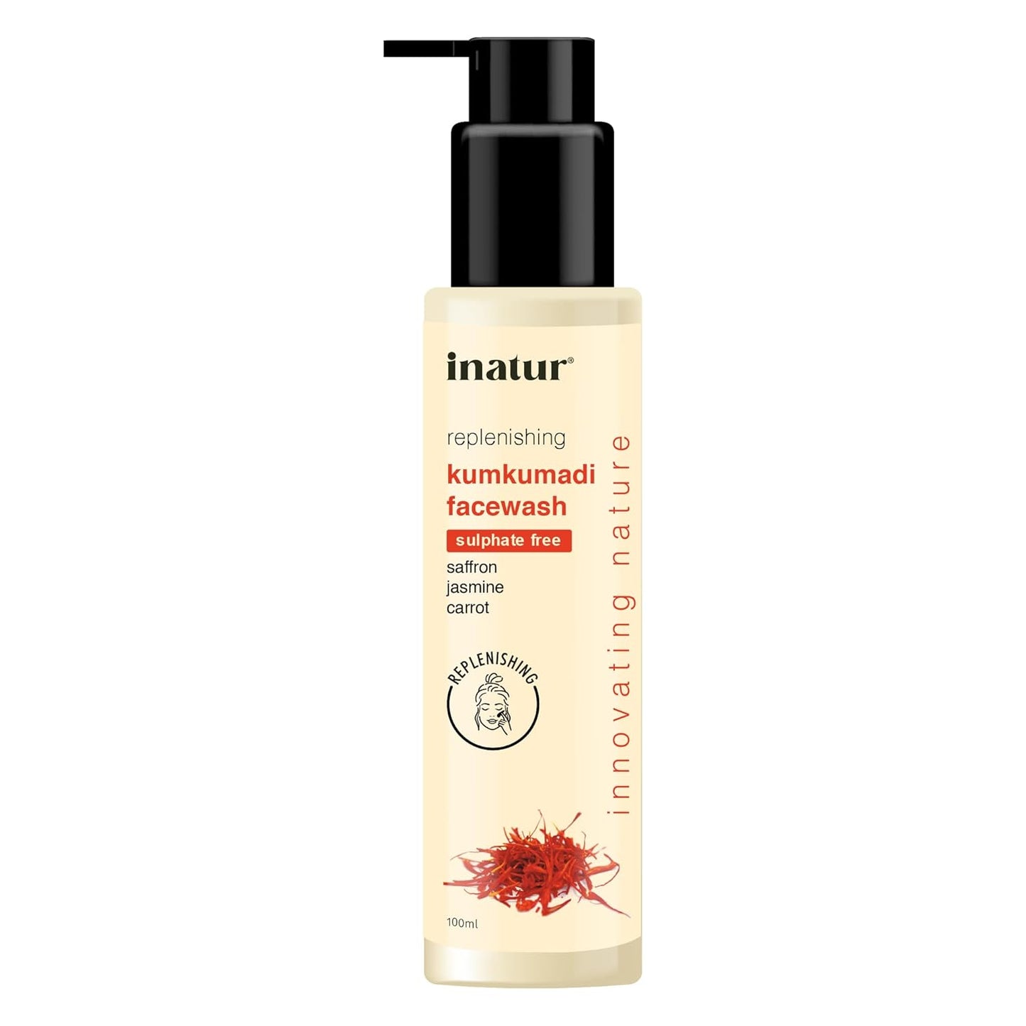 inatur Kumkumadi facewash bottle on a white background