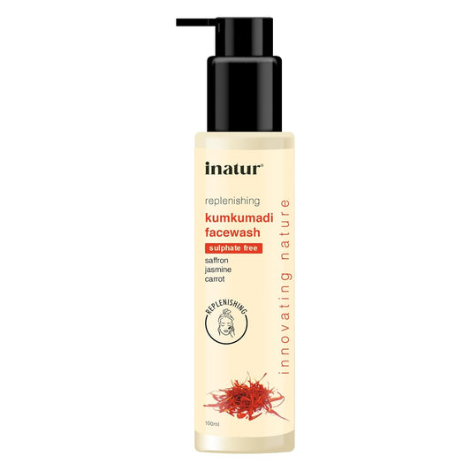inatur Kumkumadi facewash bottle on a white background