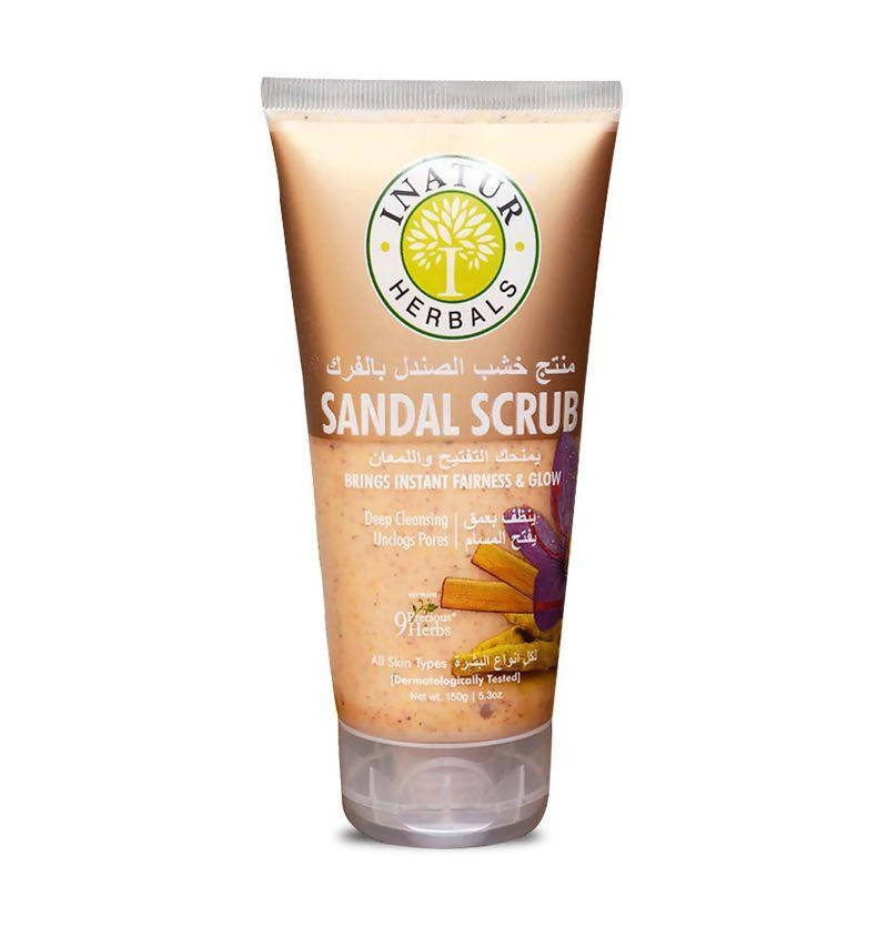 Tube of Inatur Herbals Sandal Scrub on a white background