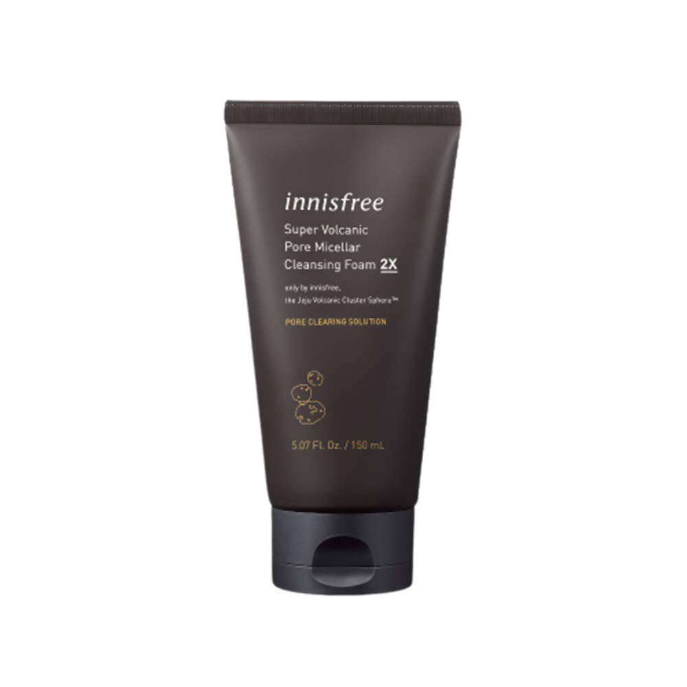 Innisfree Super Volcanic Pore Micellar Cleansing Foam 2X tube on a white background