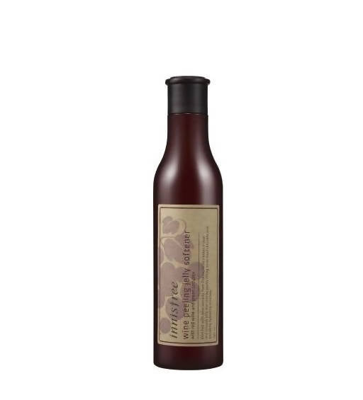 Bottle of Innisfree wine peeling jelly cleanser on a white background