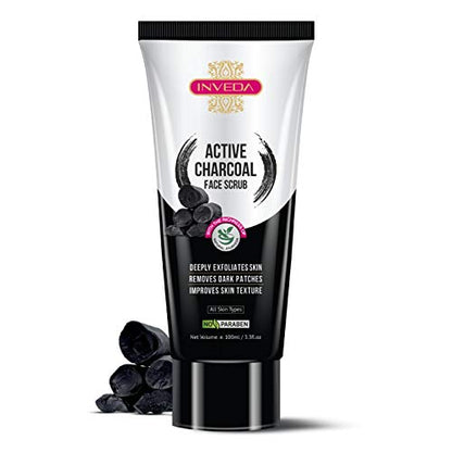Inveda Active Charcoal Face Scrub tube on a white background