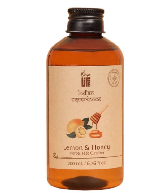 Bottle of Lemon & Honey Herbal Face Cleanser with a brown label on a white background