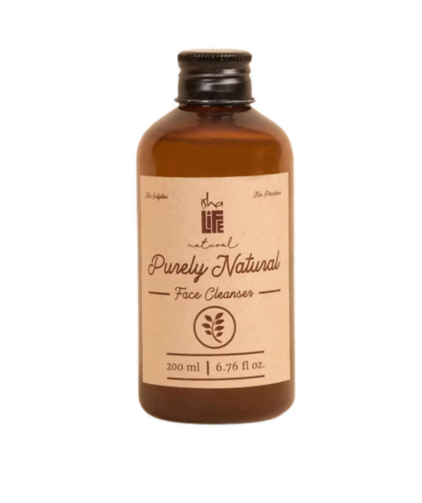 Brown bottle of 'Purely Natural' face cleanser with a label on a white background