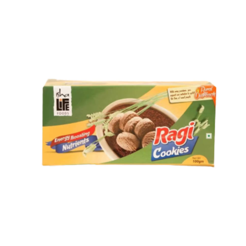 Box of Ragi Cookies with branding and product details on a white background