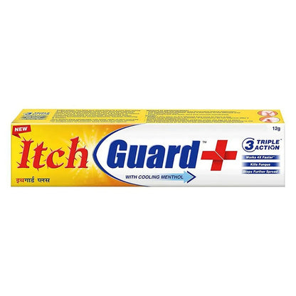 Packaging of Itch Guard Plus Cream with cooling menthol, 12 gm.