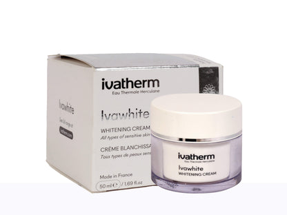 Ivatherm Ivawhite Whitening Cream jar and packaging on a white background