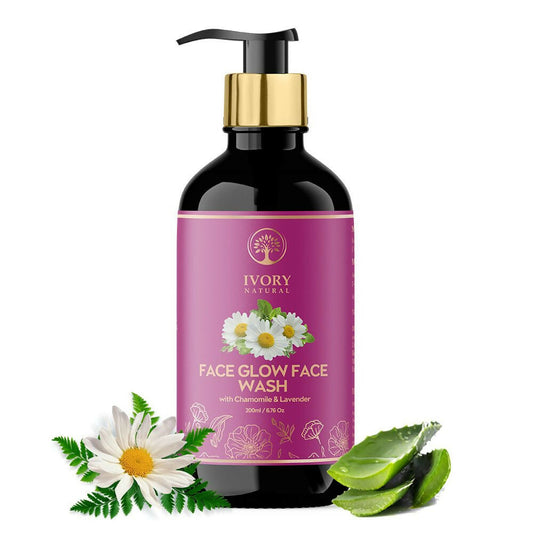 Ivory Natural Face Glow Face Wash bottle with a pump on a white background