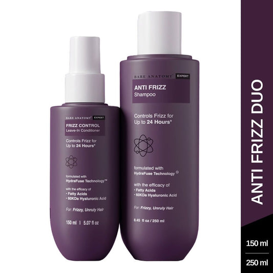 Bare Anatomy Expert Anti Frizz Shampoo & Frizz Control Leave-In Conditioner for Smoother, Healthy & Glossy Hair