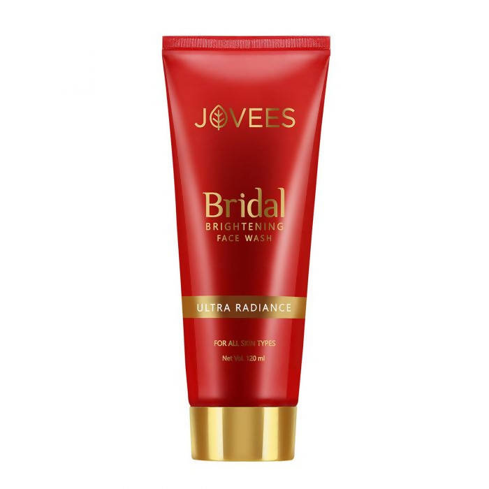 Red tube of Jovees Bridal Brightening Face Wash on a white background